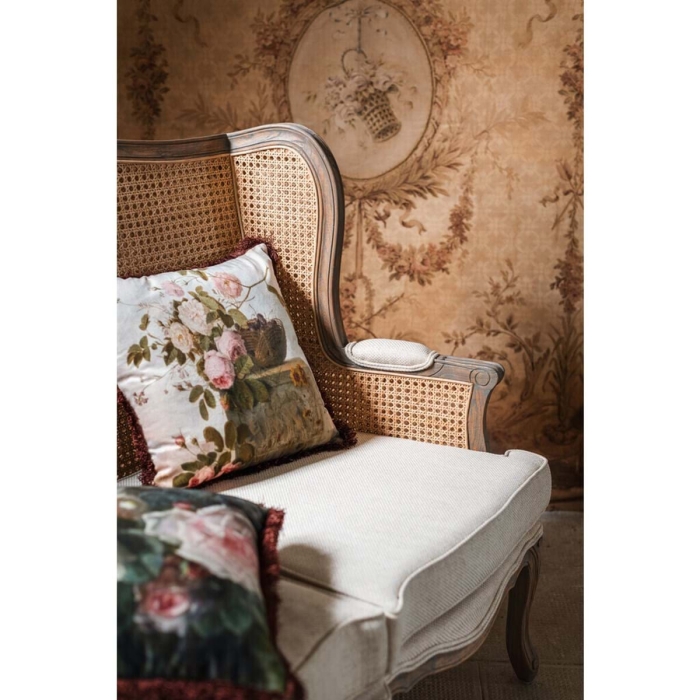 Sessel Ersilia aus Eiche, Leinen & Rattan